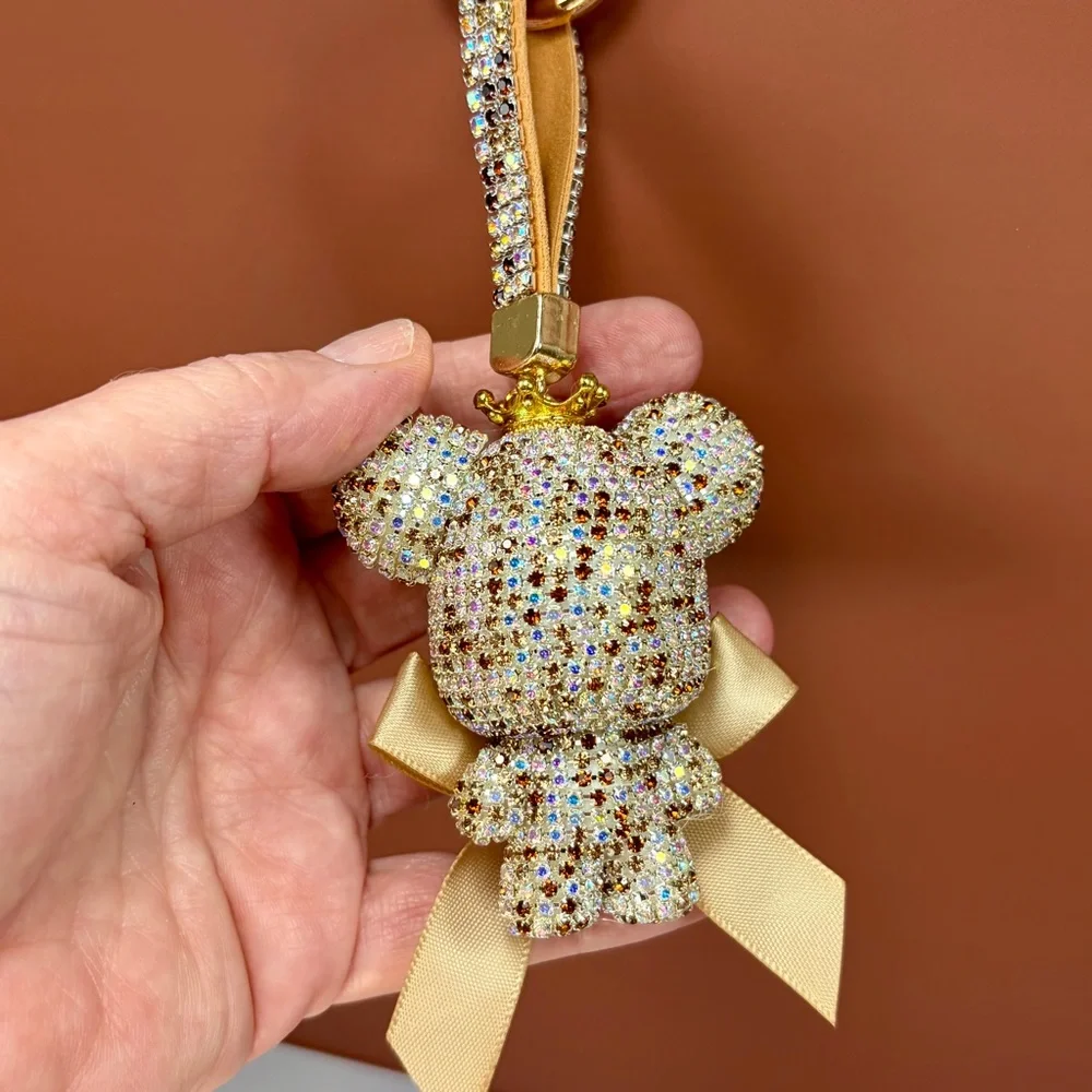 Bougie Crystal Teddy Bear Keychain with Bow